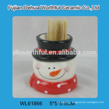 Wholesale ceramic toothpick holder in snowman shape